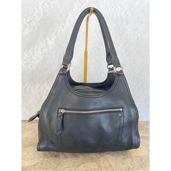 Cole Haan Black slouchy pebbled leather triangle black bag - Picture 2 of 8